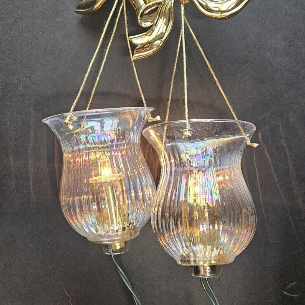 2 Vtg Lighted Ornaments Faux Candle Lantern Christmas Silvestri Light Up